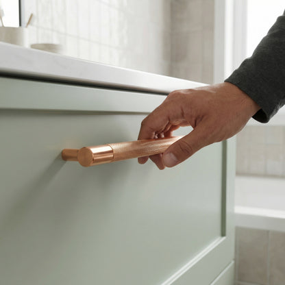 Knurled Small Round T-Bar Pull Handle - Rose Gold