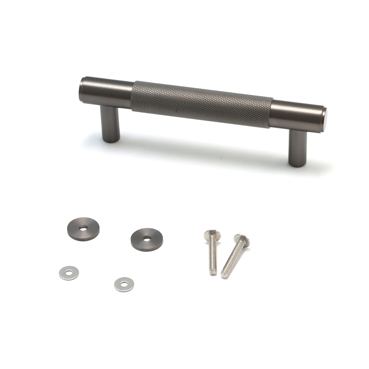 Knurled Small Round T-Bar Pull Handle - Gun Metal