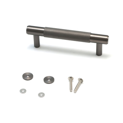 Knurled Small Round T-Bar Pull Handle - Gun Metal
