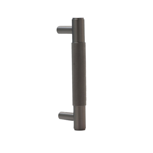 Knurled Small Round T-Bar Pull Handle - Gun Metal