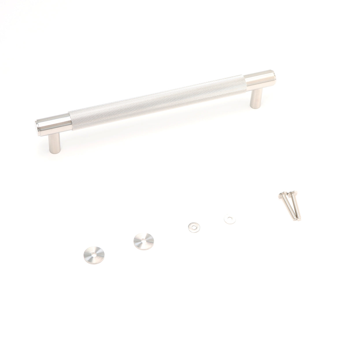 Knurled Medium Round T-Bar Pull Handle - Satin Stainless Steel
