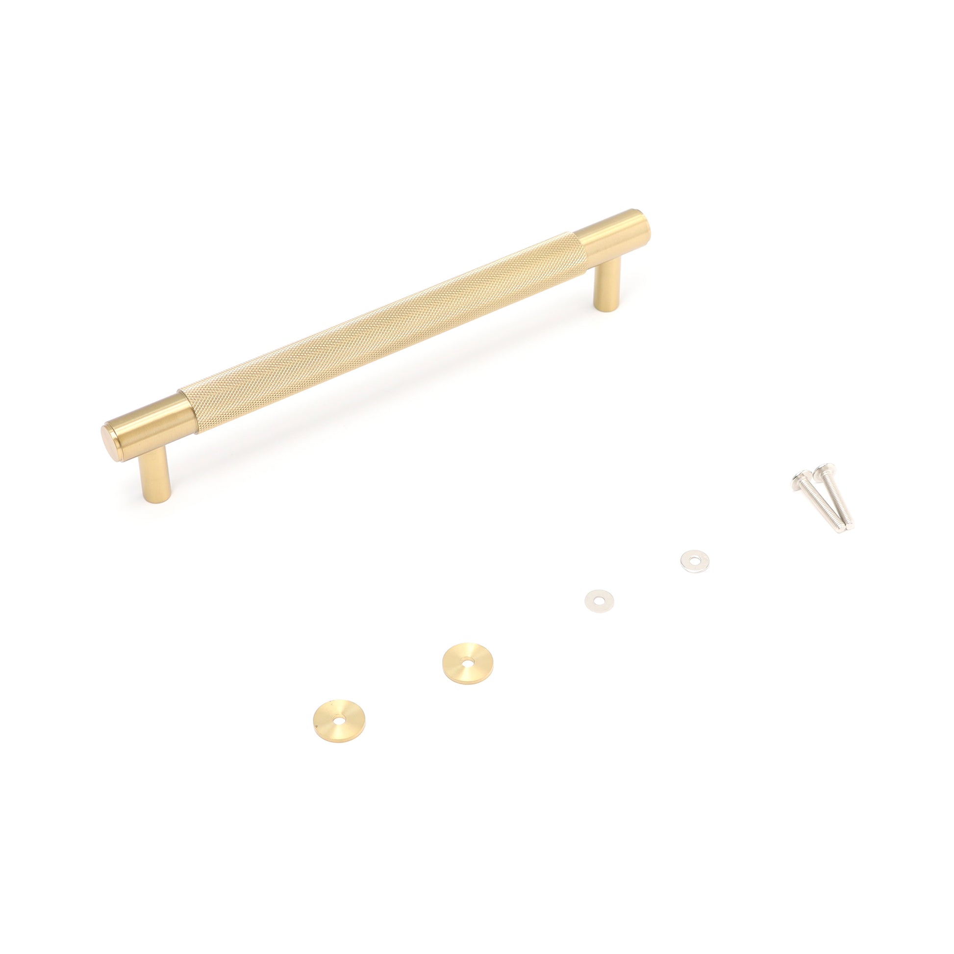 Knurled Medium Round T-Bar Pull Handle - Satin Gold