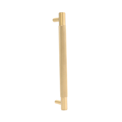 Knurled Medium Round T-Bar Pull Handle - Satin Gold