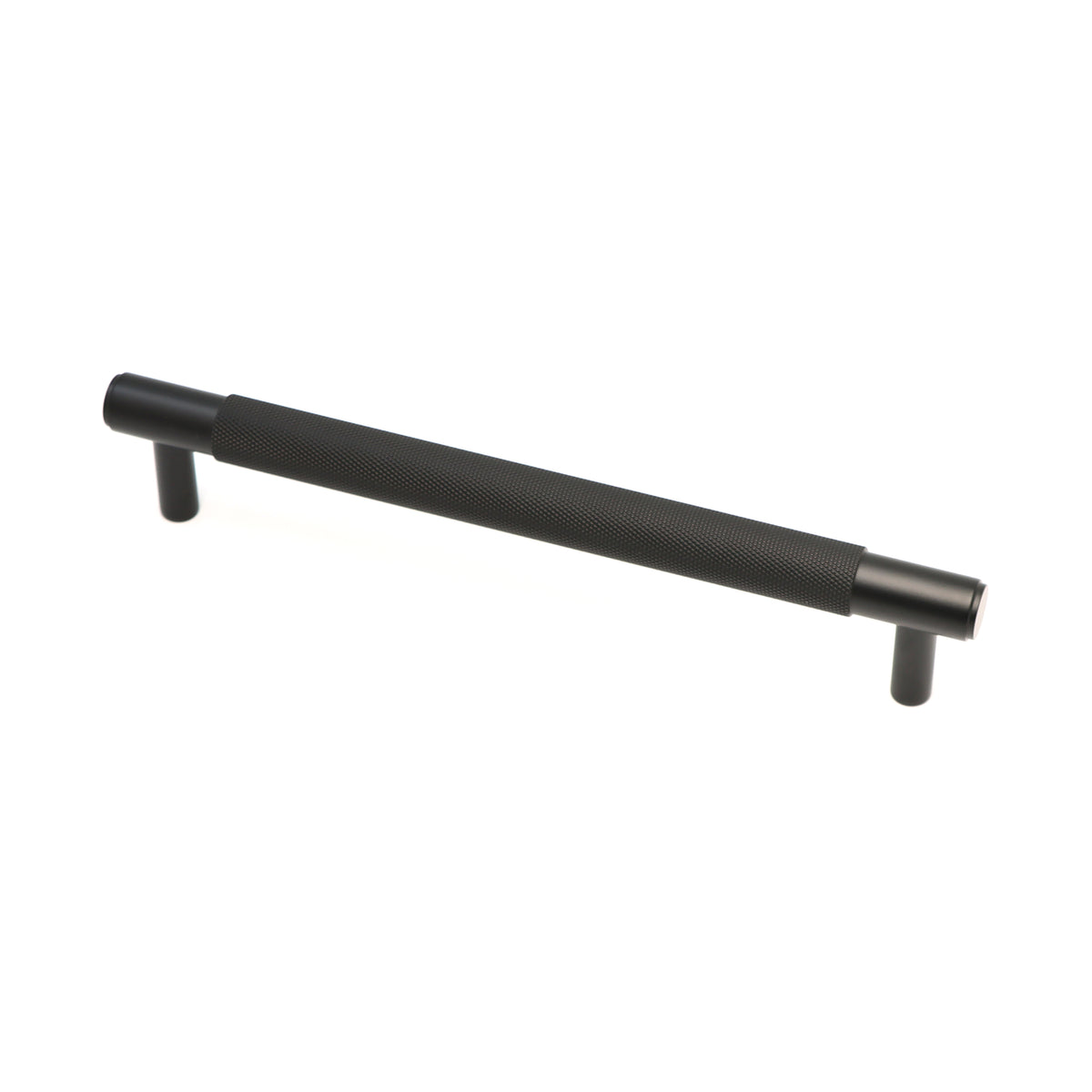 Knurled Medium Round T-Bar Pull Handle - Matt Black
