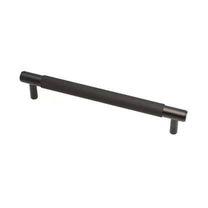 Knurled Medium Round T-Bar Pull Handle - Matt Black