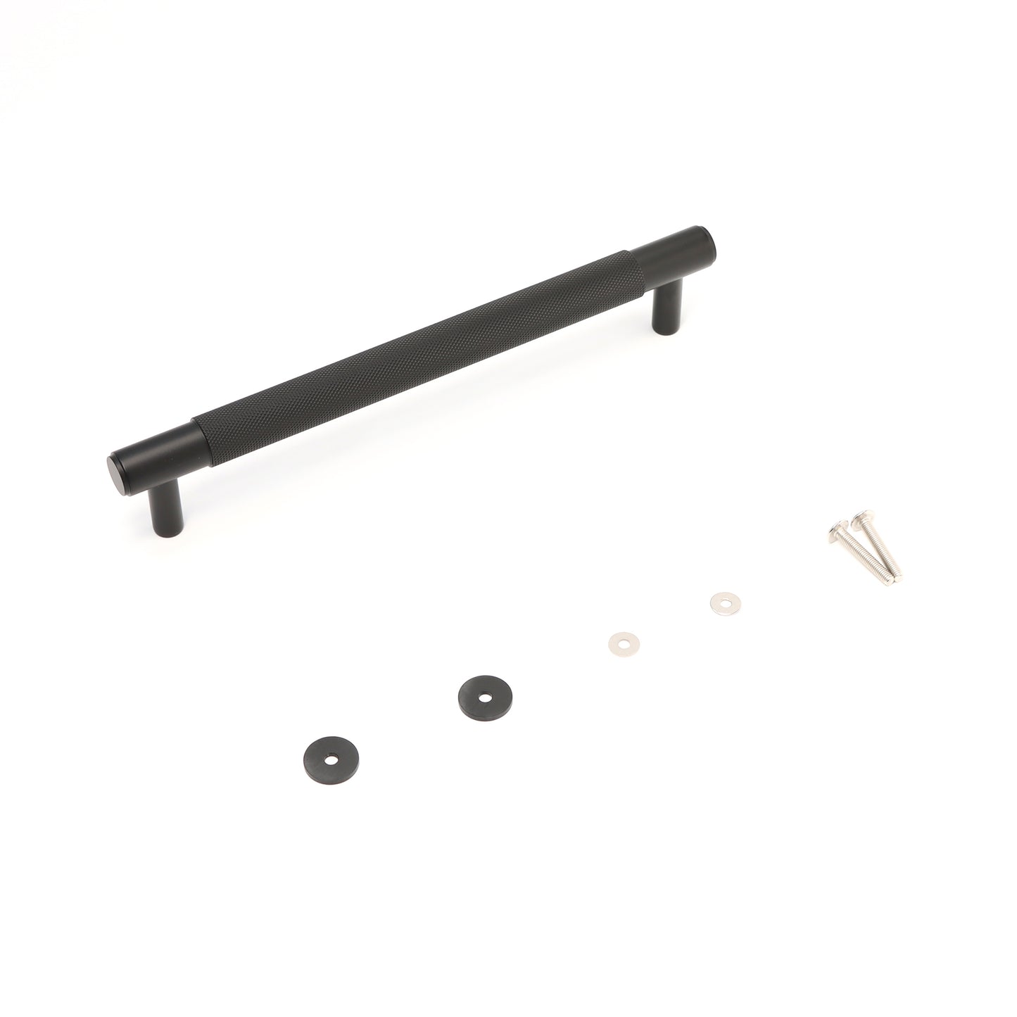 Knurled Medium Round T-Bar Pull Handle - Matt Black