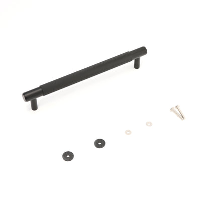 Knurled Medium Round T-Bar Pull Handle - Matt Black