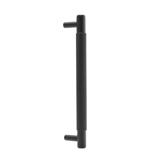 Knurled Medium Round T-Bar Pull Handle - Matt Black