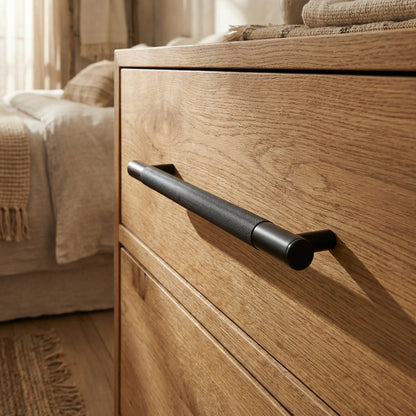 Knurled Medium Round T-Bar Pull Handle - Matt Black