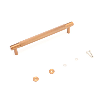 Knurled Medium Round T-Bar Pull Handle - Rose Gold