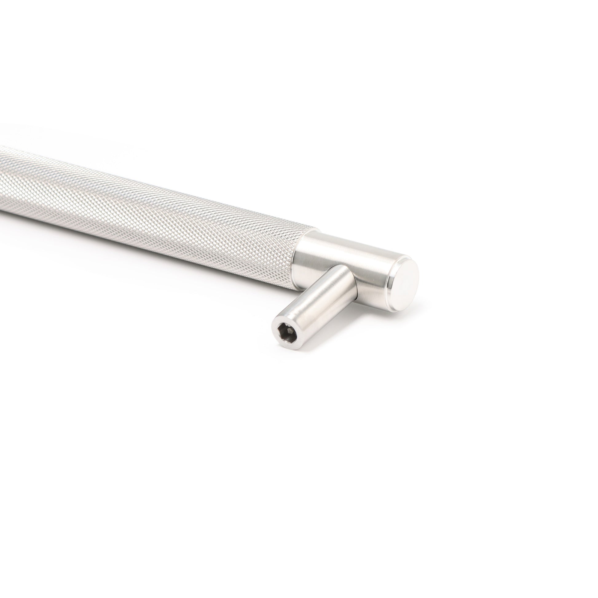 Knurled Large Round T-Bar Pull Handle - Satin Stainless Steel