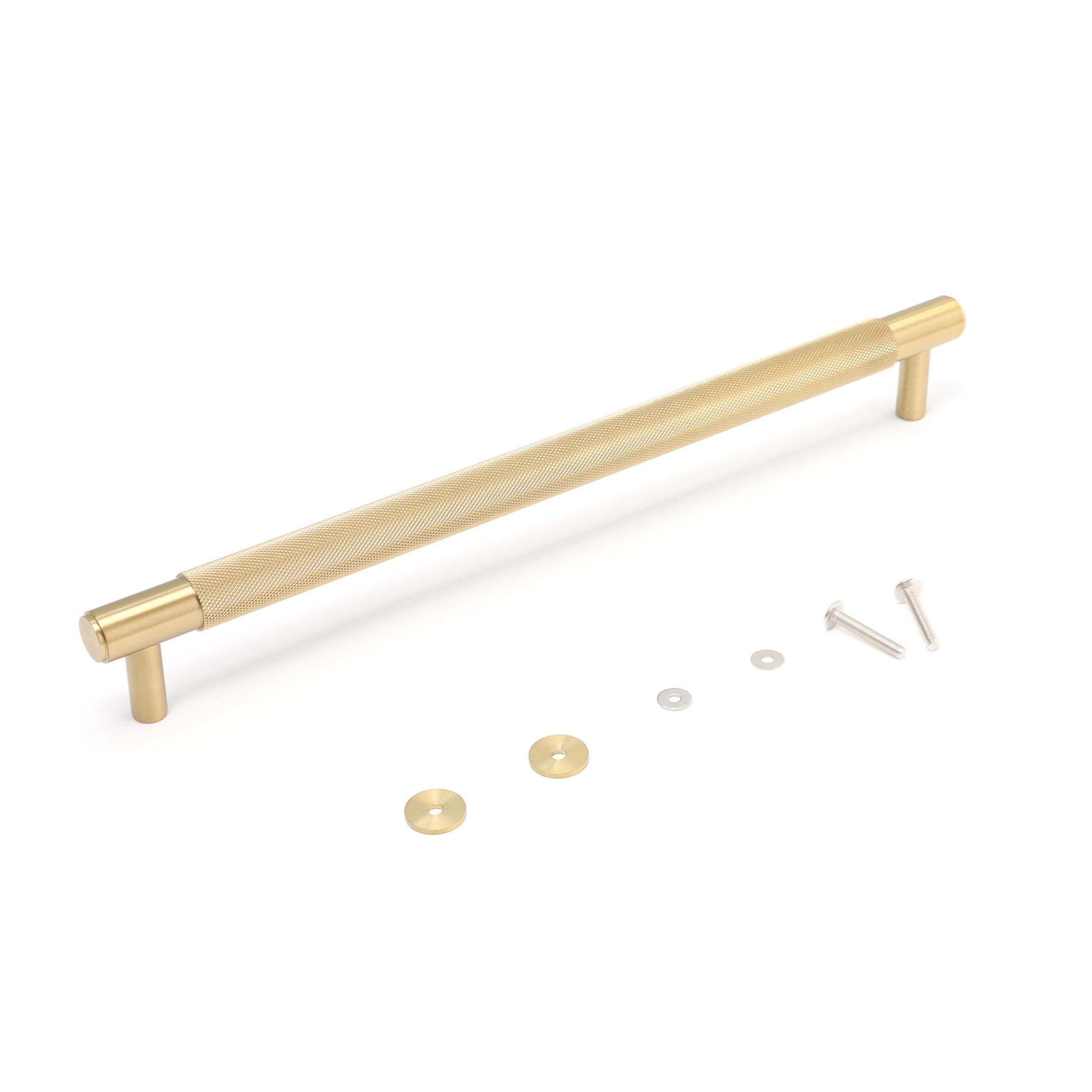 Knurled Large Round T-Bar Pull Handle - Satin Gold