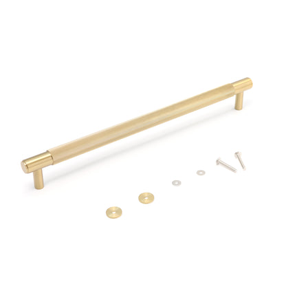 Knurled Large Round T-Bar Pull Handle - Satin Gold