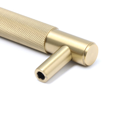 Knurled Large Round T-Bar Pull Handle - Satin Gold