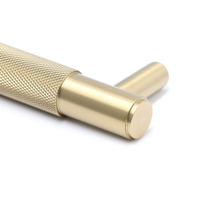 Knurled Large Round T-Bar Pull Handle - Satin Gold