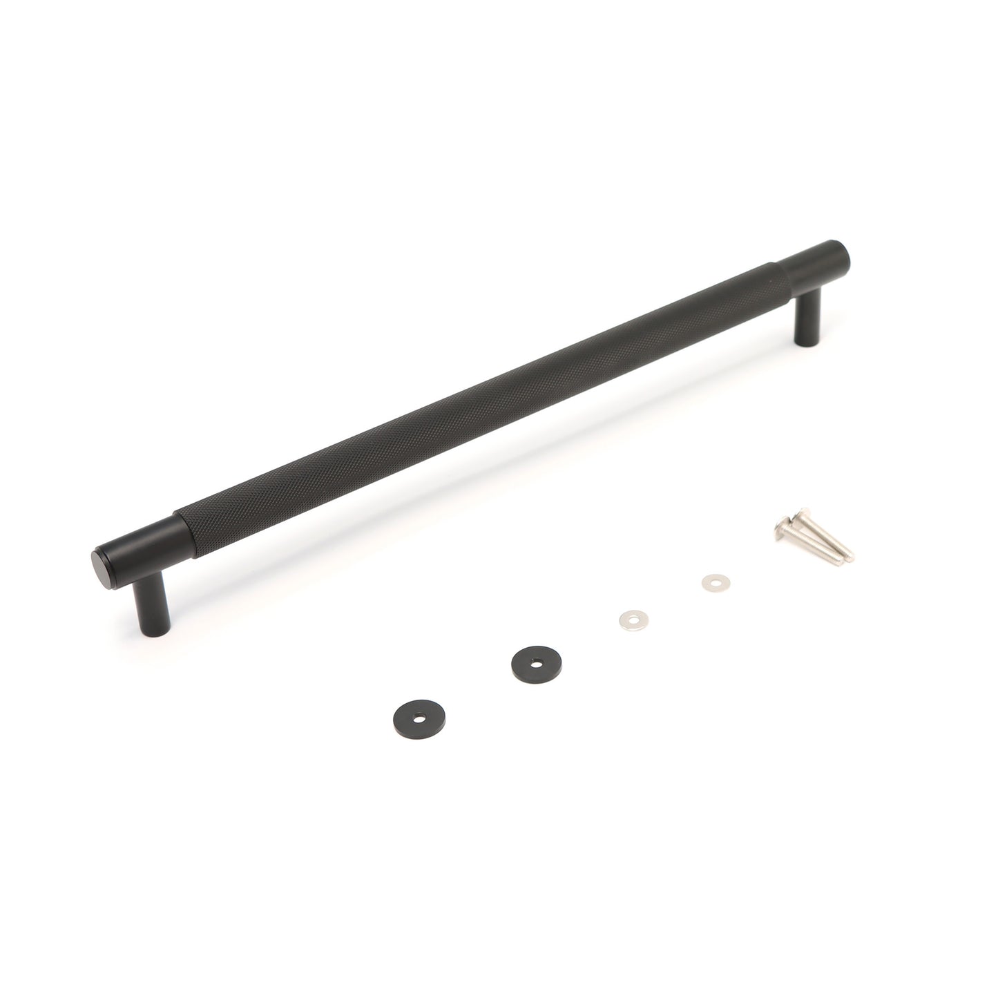 Knurled Large Round T-Bar Pull Handle - Matt Black