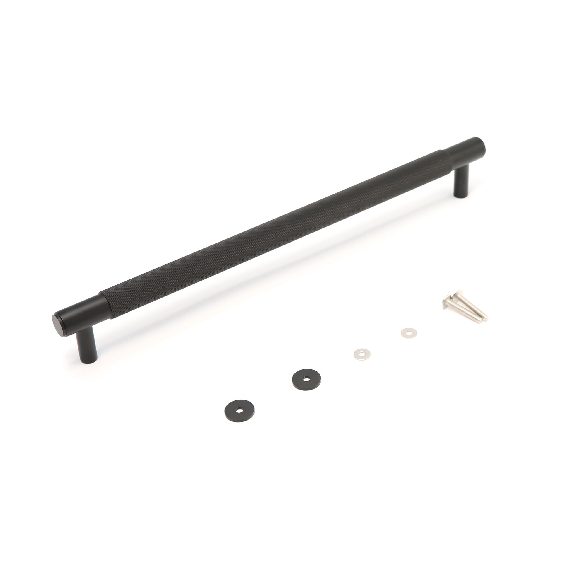 Knurled Large Round T-Bar Pull Handle - Matt Black