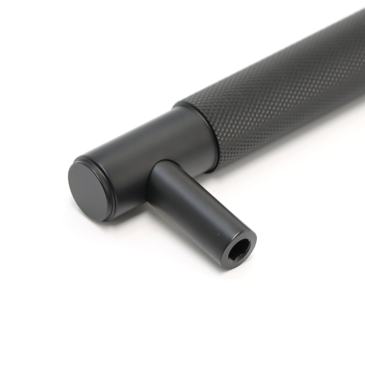Knurled Large Round T-Bar Pull Handle - Matt Black