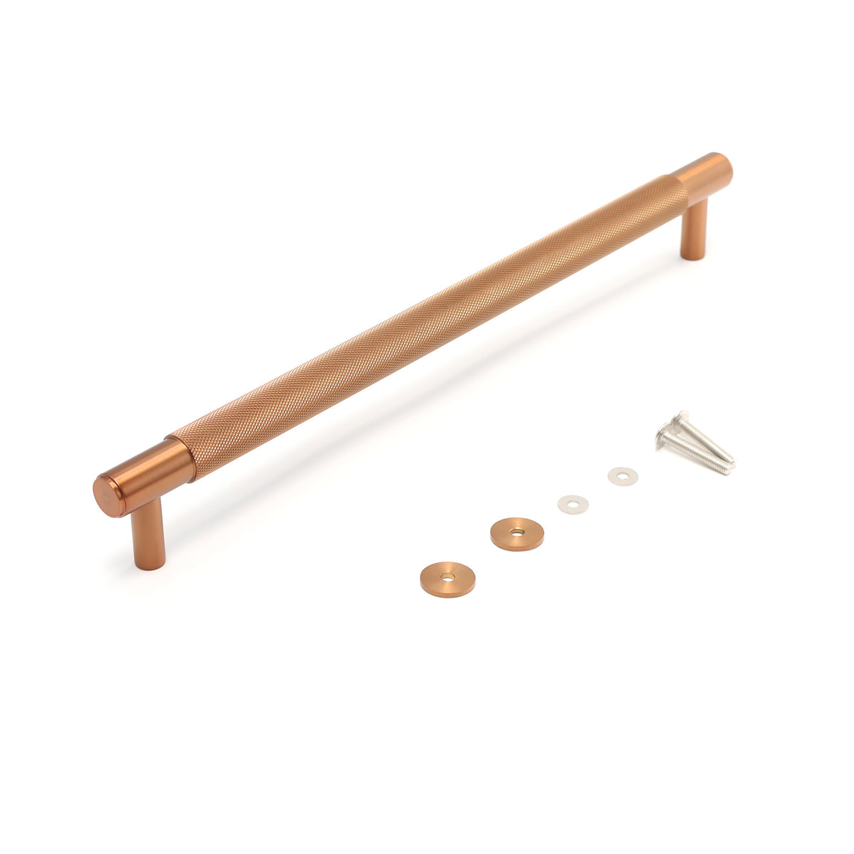 Knurled Large Round T-Bar Pull Handle - Rose Gold