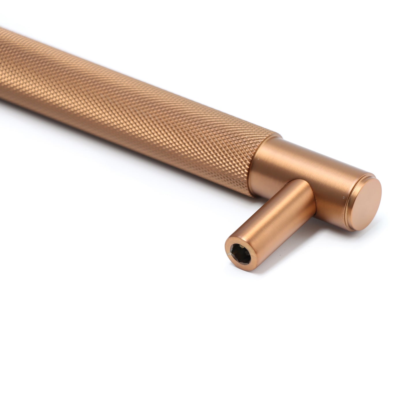 Knurled Large Round T-Bar Pull Handle - Rose Gold