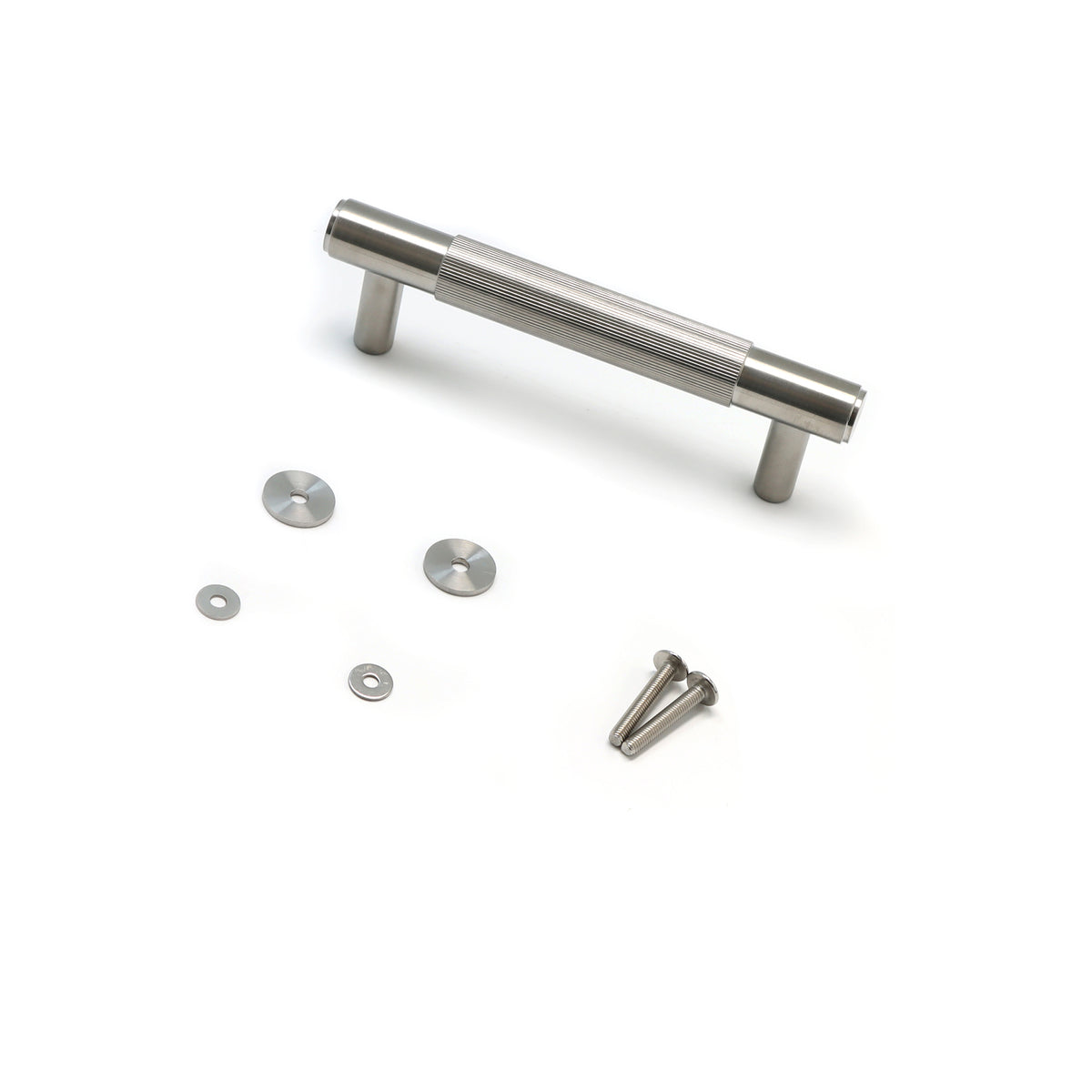 Fluted Small Round T-Bar Pull Handle - Satin Stainless Steel