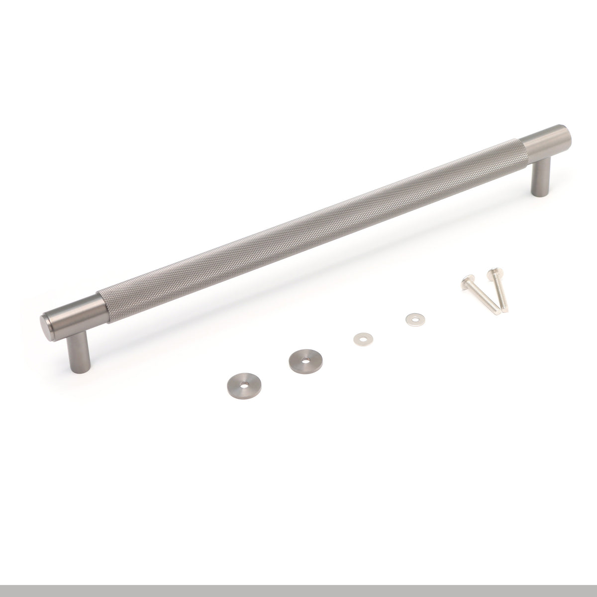 Knurled Large Round T-Bar Pull Handle - Gun Metal