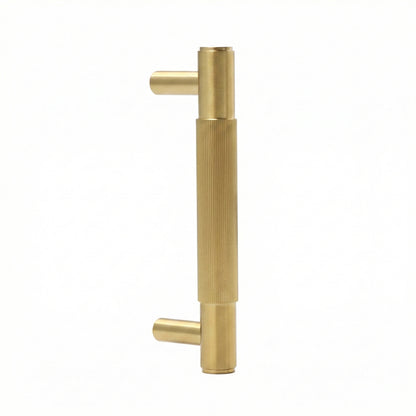 Fluted Small Round T-Bar Pull Handle - Satin Gold