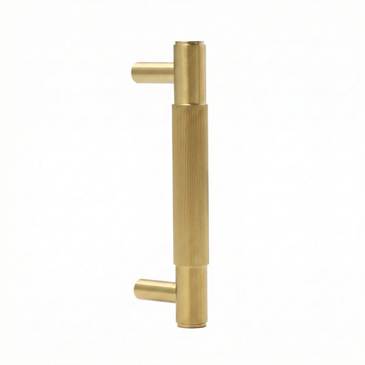 Fluted Small Round T-Bar Pull Handle - Satin Gold