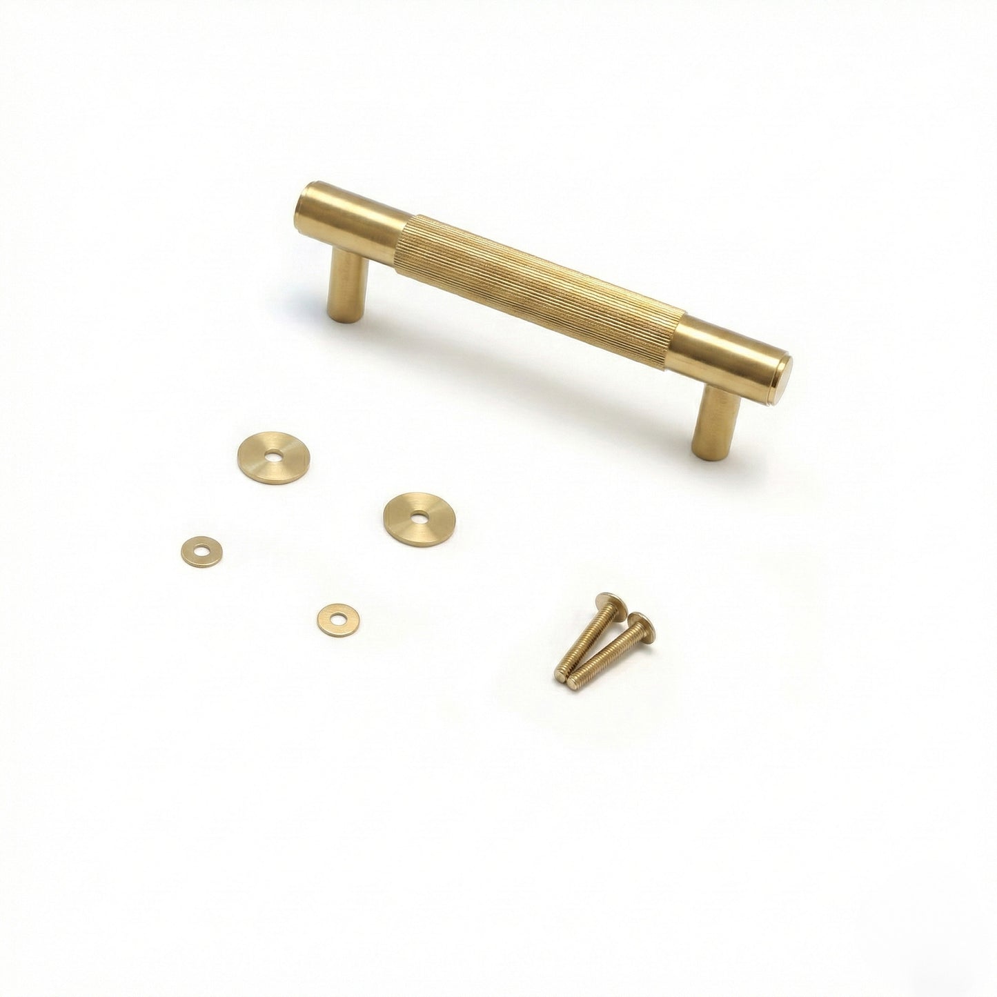 Fluted Small Round T-Bar Pull Handle - Satin Gold