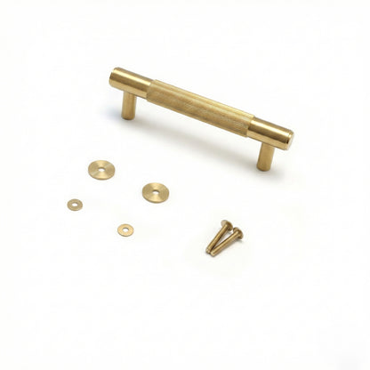 Fluted Small Round T-Bar Pull Handle - Satin Gold