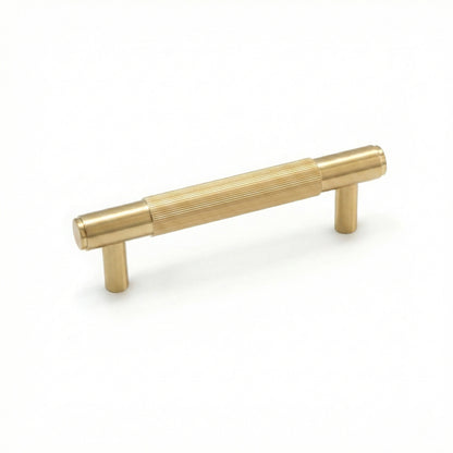Fluted Small Round T-Bar Pull Handle - Satin Gold