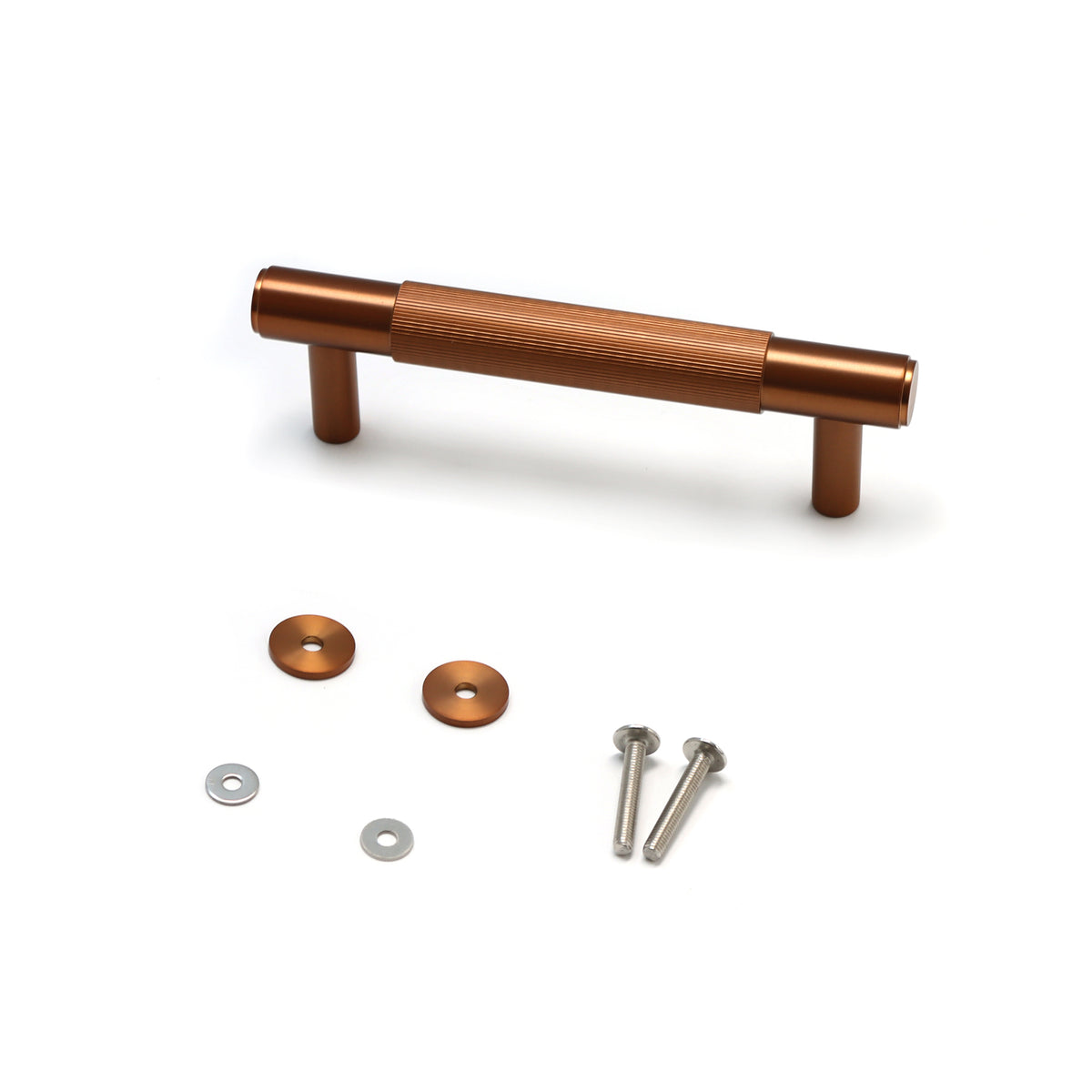 Fluted Small Round T-Bar Pull Handle - Rose Gold