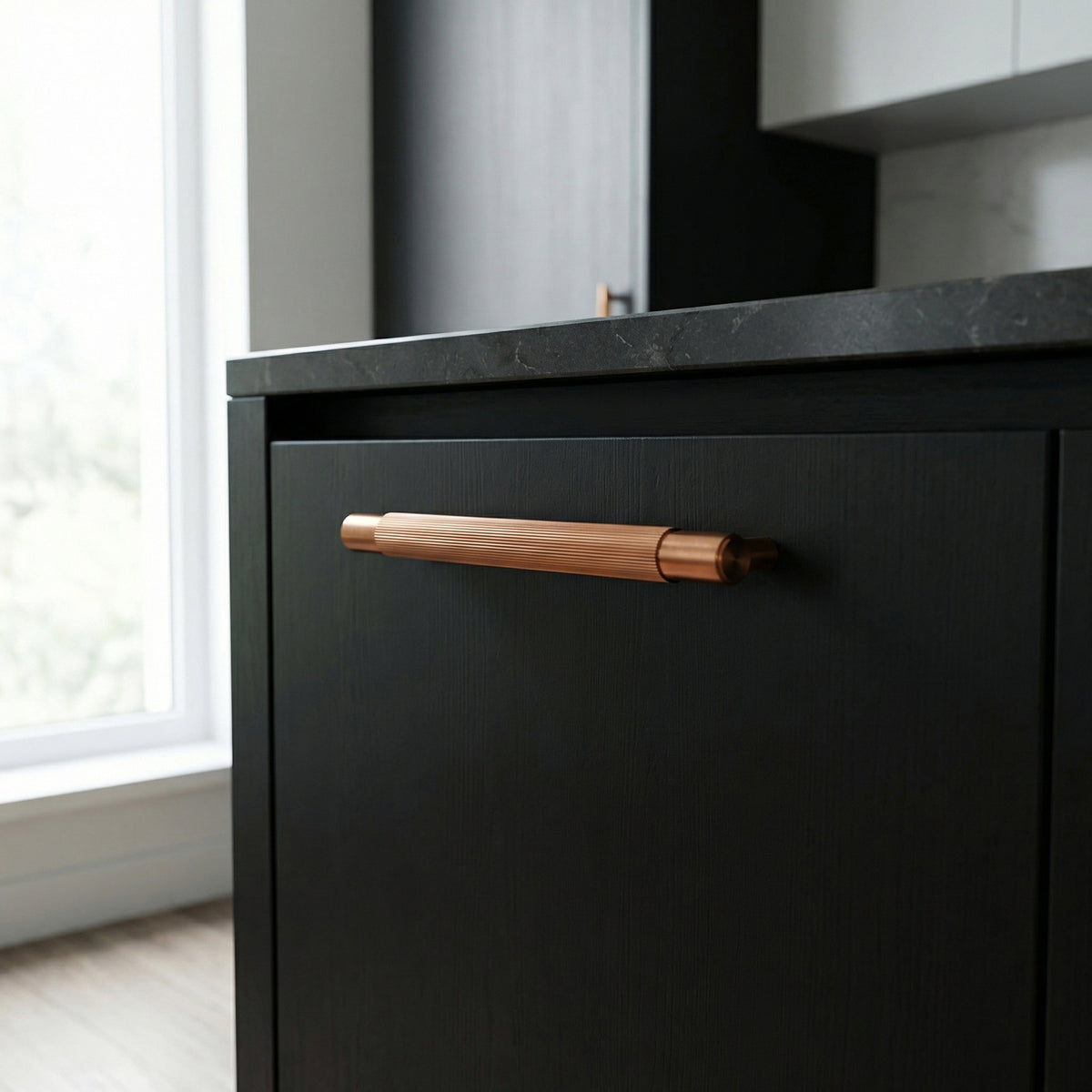 Fluted Small Round T-Bar Pull Handle - Rose Gold