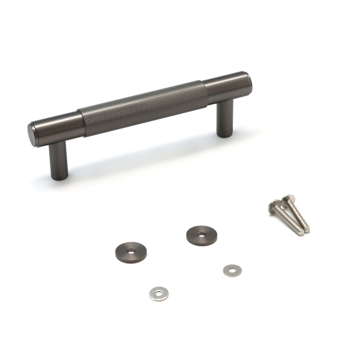 Fluted Small Round T-Bar Pull Handle - Gun Metal