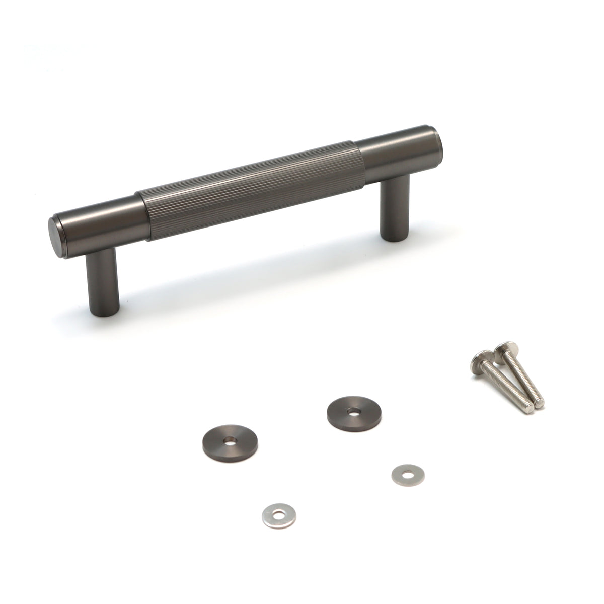 Fluted Small Round T-Bar Pull Handle - Gun Metal