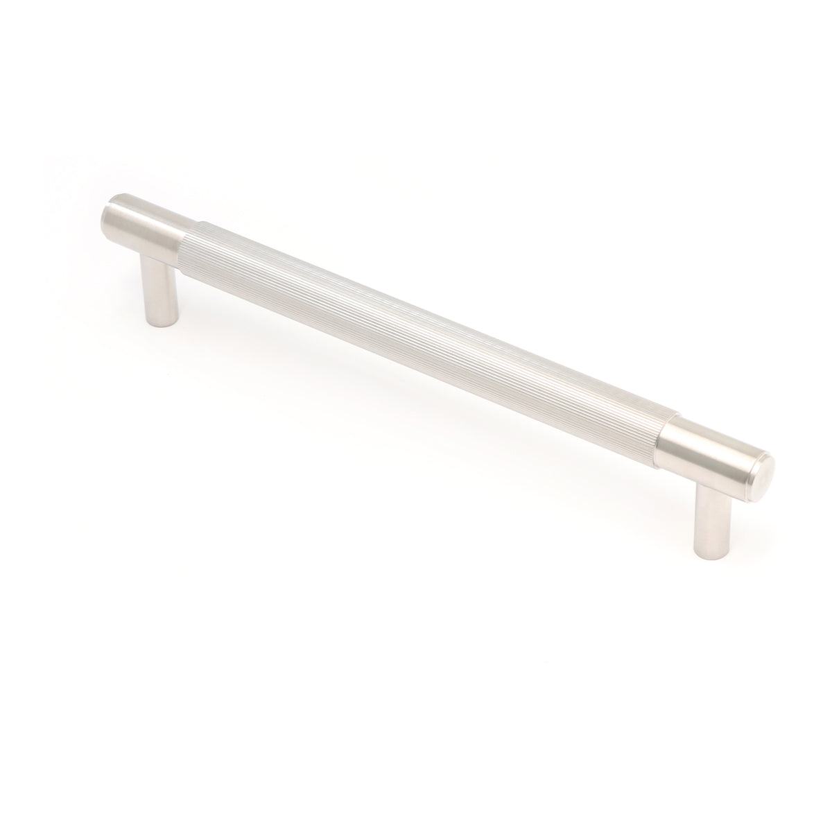 Fluted Medium Round T-Bar Pull Handle - Satin Stainless Steel
