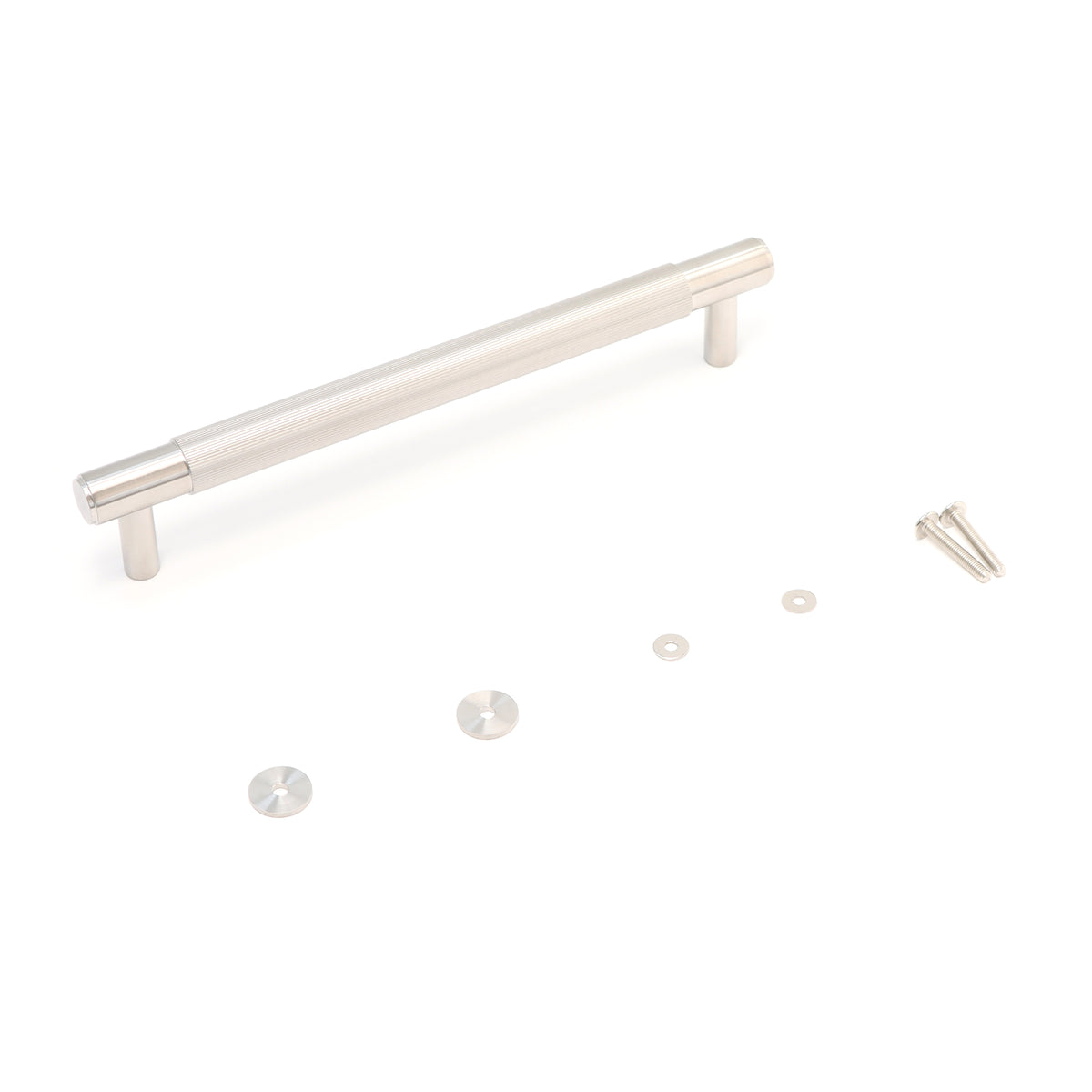 Fluted Medium Round T-Bar Pull Handle - Satin Stainless Steel