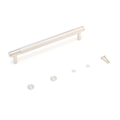 Fluted Medium Round T-Bar Pull Handle - Satin Stainless Steel