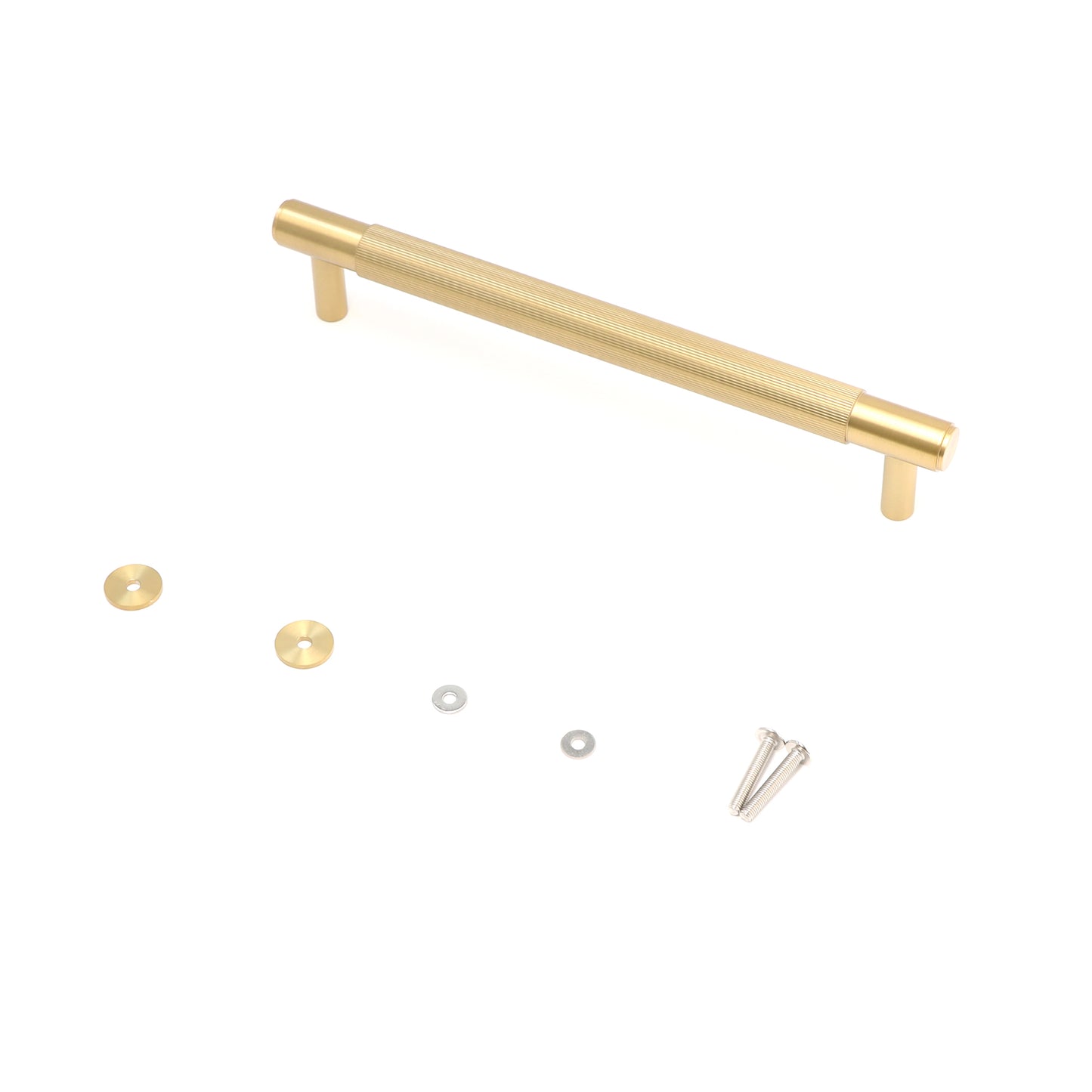 Fluted Medium Round T-Bar Pull Handle - Satin Gold