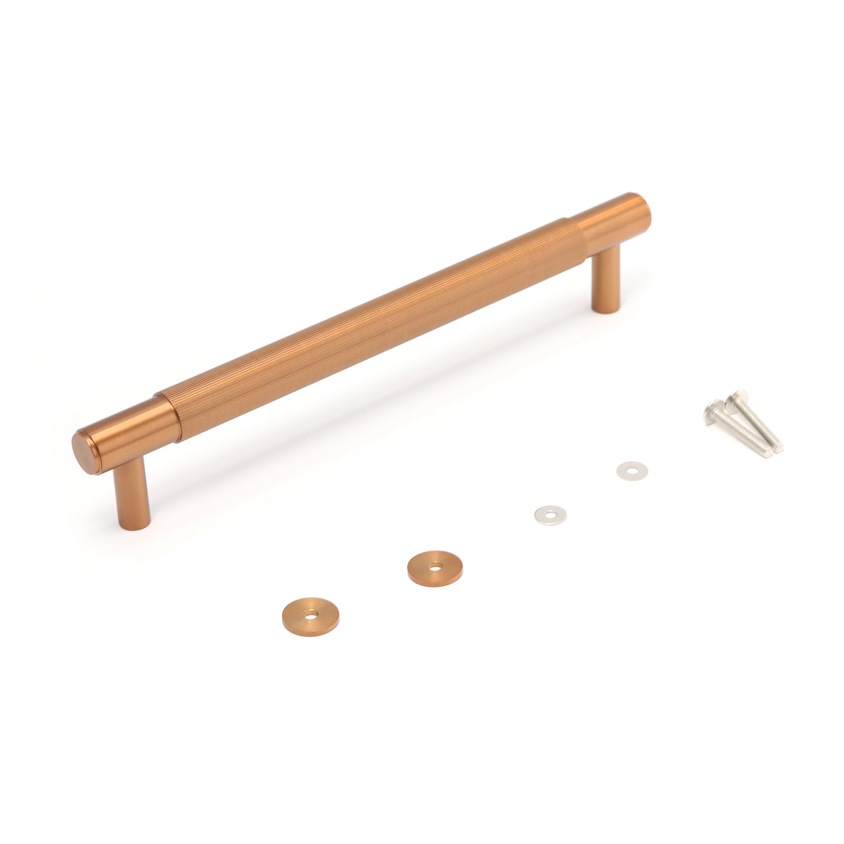 Fluted Medium Round T-Bar Pull Handle - Rose Gold