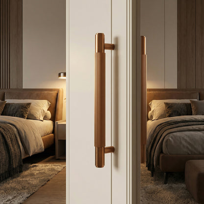 Fluted Medium Round T-Bar Pull Handle - Rose Gold