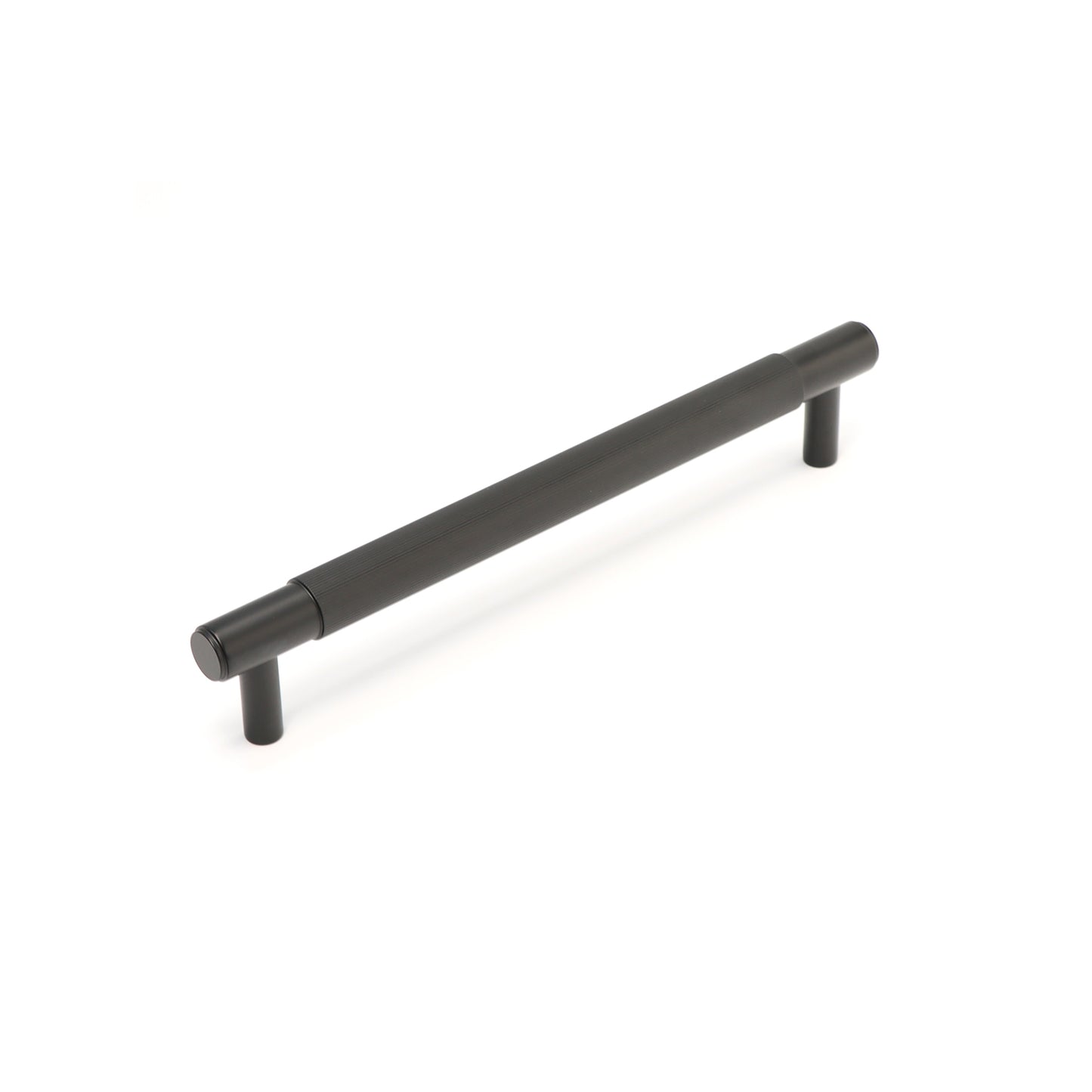 Fluted Medium Round T-Bar Pull Handle - Matt Black
