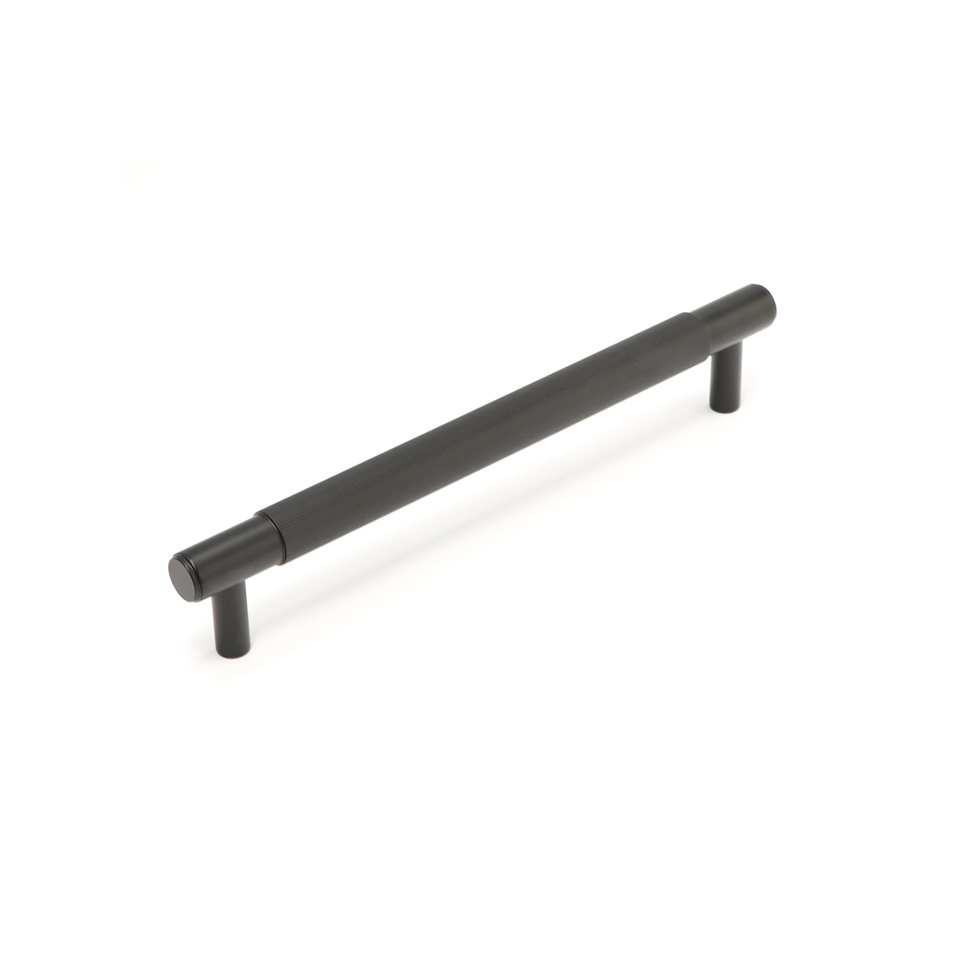 Fluted Medium Round T-Bar Pull Handle - Matt Black