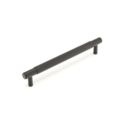 Fluted Medium Round T-Bar Pull Handle - Matt Black