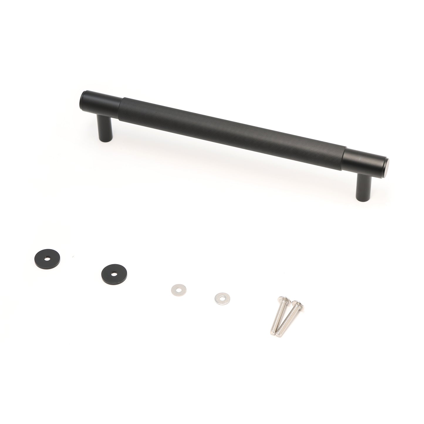 Fluted Medium Round T-Bar Pull Handle - Matt Black