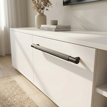 Fluted Medium Round T-Bar Pull Handle - Gun Metal