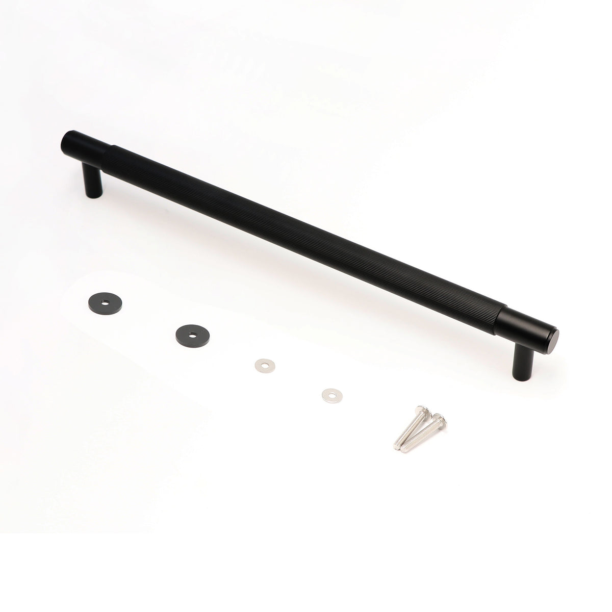 Fluted Large Round T-Bar Pull Handle - Matt Black
