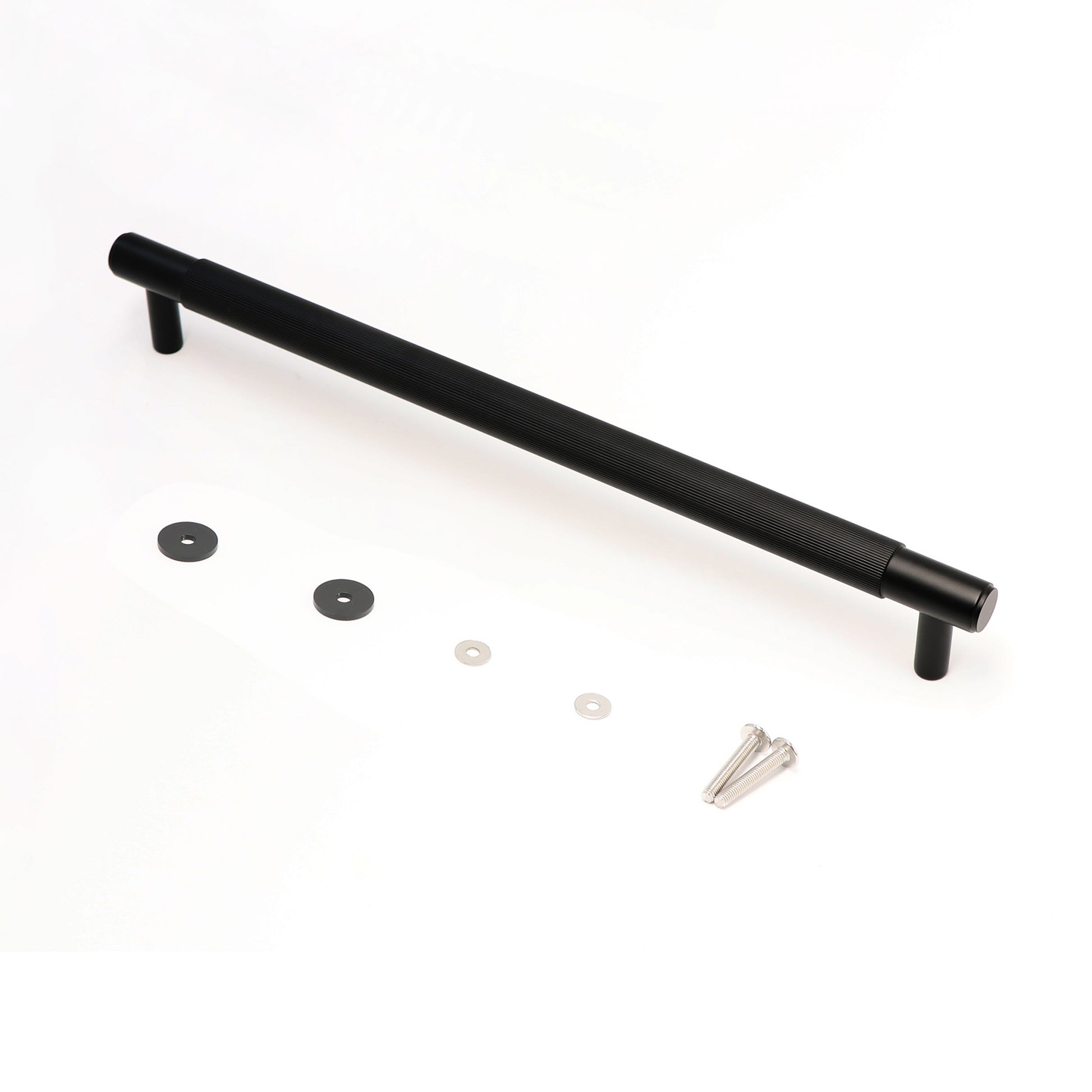 Fluted Large Round T-Bar Pull Handle - Matt Black