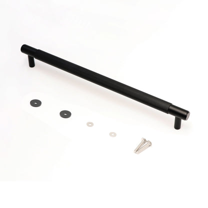 Fluted Large Round T-Bar Pull Handle - Matt Black