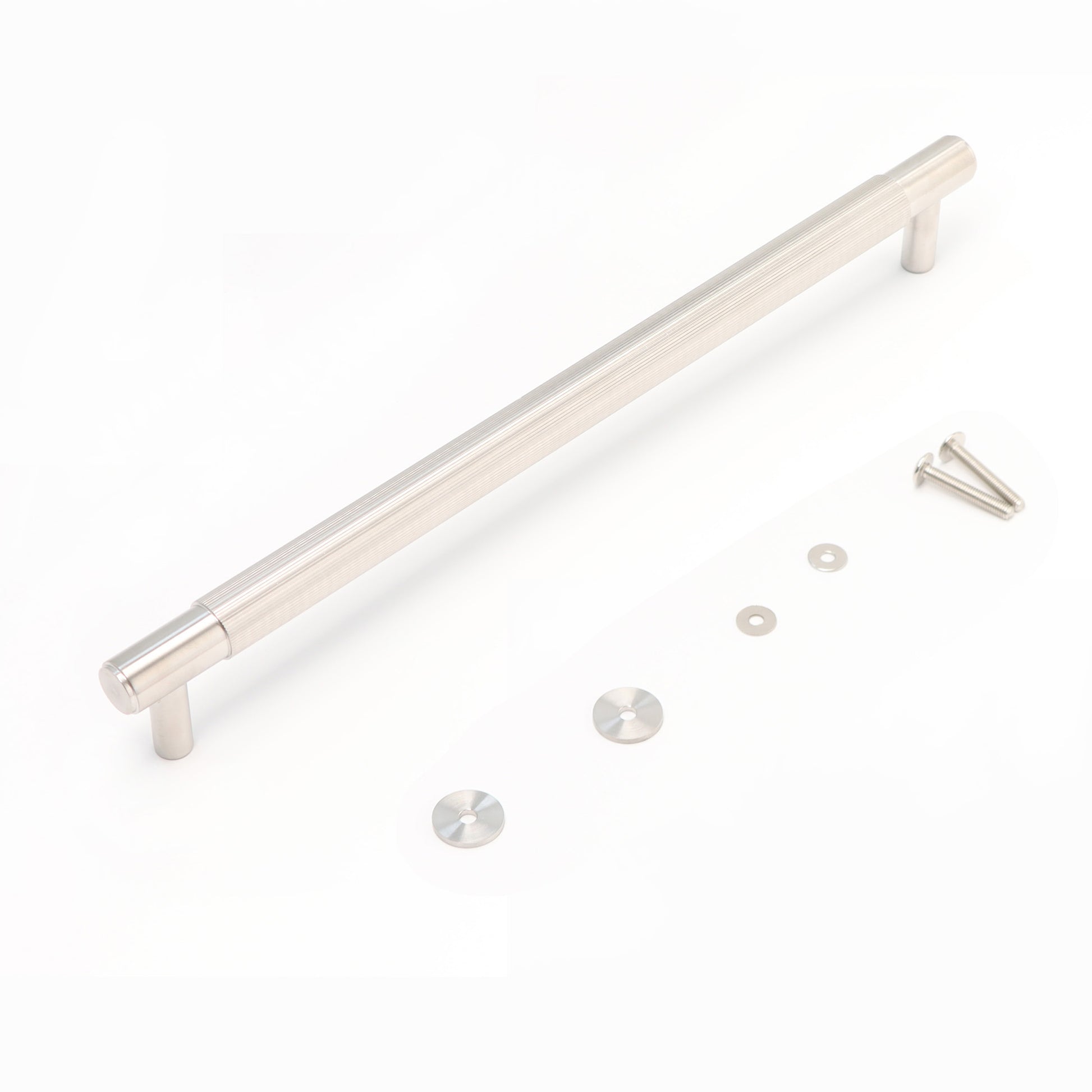 Fluted Large Round T-Bar Pull Handle - Satin Stainless Steel